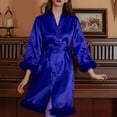thumbnail image 1 of Tawop Robe pour Femmes Pyjama en Soie Femmes Peignoir Robe Décontractée Chemise de Nuit pour Femmes Bleu G, 1 of 4