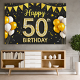 thumbnail image 4 of Golden Glitter Happy 50th Birthday Banner Decorative Background for Milestone Celebration Party Decor Photo Shoot, 4 of 5