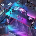 thumbnail image 2 of Bestier 52 inch Gaming Computer Desk with LED Lights & Shelves Reversible Corner Desk for Adults, 2 of 7