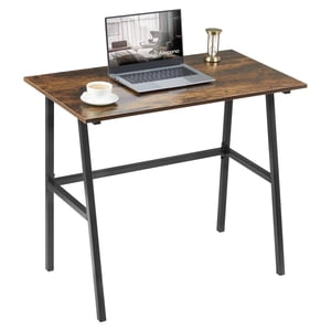 Alecono Petit bureau d'ordinateur 35'' Bureau d'écriture d'étude pour les petits espaces Moderne simple cadre en métal Rustic Brown