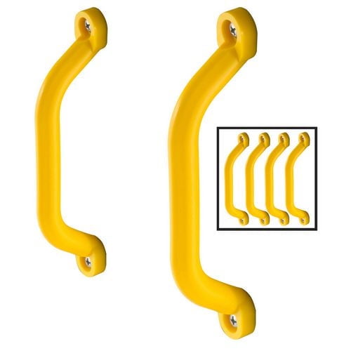 PlayStar Lot de 4 Poignées de Jeu KT 76681 en Jaune, Poignées en Polyéthylène Haute Densité Unies avec Poignées en Forme de Goutte Conçues pour les Mains des Enfants, Mesurant 9 Pouces de long et 3 Pouces de Circonférence, Comprend la Quincaillerie de Montage pour une Escalade Sécuritaire sur les Ensembles de Jeu en Bois Extérieurs et Convient Aussi pour Améliorer l'Adhérence sur l'Équipement de Terrain de Jeu.