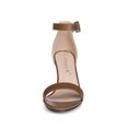 thumbnail image 2 of BLISSFUL STEP Women Open Toe Chunky High Heels Ankle Strap Sandals Brown/US 5, 2 of 7