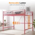 thumbnail image 3 of Ktaxon Loft Bed Full Size with Flat Rungs, No Box Spring Required,Heavy Duty Metal Slat Support,White, 3 of 10