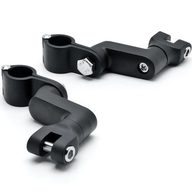 Krator Black 1" Engine Guard Bowleg Foot Peg Clamps Compatible with Harley Davidson Softail Cross Bones Deuce Rocker