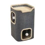 MERIGLARE Cat Bed Cat Cube Condos Furniture Cat Training Toy Large Cat Bed Cave Cat House for Multi Small Pet Kitten Cats to Grind Paws Double Layer