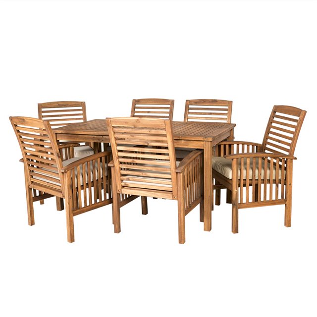 Acacia Wood Simple Patio 7-Piece Dining Set - Brown