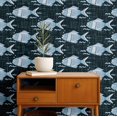 thumbnail image 2 of S4Sassy Self-Stick Decorative Boho Wallpaper, Fish Motif Wall Paper, Textured Vinyl Waterproof Contact Paper, Blue, 25"X240" Removable Renter Friendly Wall Covering For Bedroom, Dining Room, 2 of 9