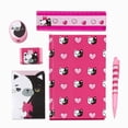 thumbnail image 1 of Claire's Ensemble de Papeterie Rose Moody Cat de 6 Pcs, Comprend Bloc-Notes, Règle, journal, Taille-Crayon, Stylo et Gomme, 2157, 1 of 2