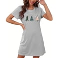 thumbnail image 1 of Sakmal Grande Taille Moomoo Chemise de Nuit pour Femmes Extensible Grise de Noël Douce Pyjama Robe de Nuit Imprimé Arbres de Noël Col Rond Manches Courtes Courtes Chemises de Nuit P-2TG, 1 of 5