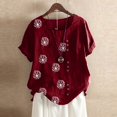 thumbnail image 1 of Pisexur Hauts d'Été pour Femmes Col Rond Manches Courtes Imprimé Pissenlit T-Shirts Amples Blouses Hauts - Offres du Jour, 1 of 4