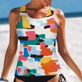 thumbnail image 2 of Hauts de Tankini Modestes pour Femmes Haut de Maillot de Bain Seulement Haut de Maillot à Col Licou à Col Ras du Cou Graphique Hauts de Maillot de Bain Dos Découpé Hauts de Maillots de Bain, 2 of 4