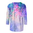 thumbnail image 3 of Babysbule T-Shirt d'Été à Manches 3/4 pour Femmes, Col Rond, Coupe Ample, Tunique Florale Mode 2025, 3 of 4