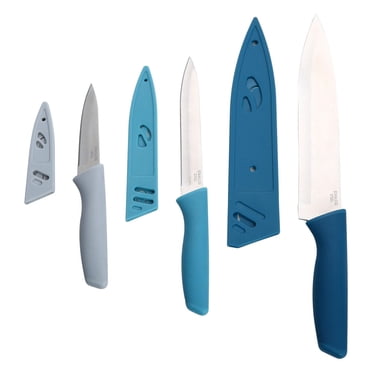 Mainstays Set of 3 Stainless Steel Color Knife Set with Ergonomic Handles