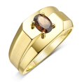 thumbnail image 3 of RYLOS Men's Rings 14K Yellow Gold Ring Classic Solitaire 7X5MM Oval Shape Gemstone Designer Band Smoky Quartz June Birthstone Rings For Men Size 8, 3 of 7