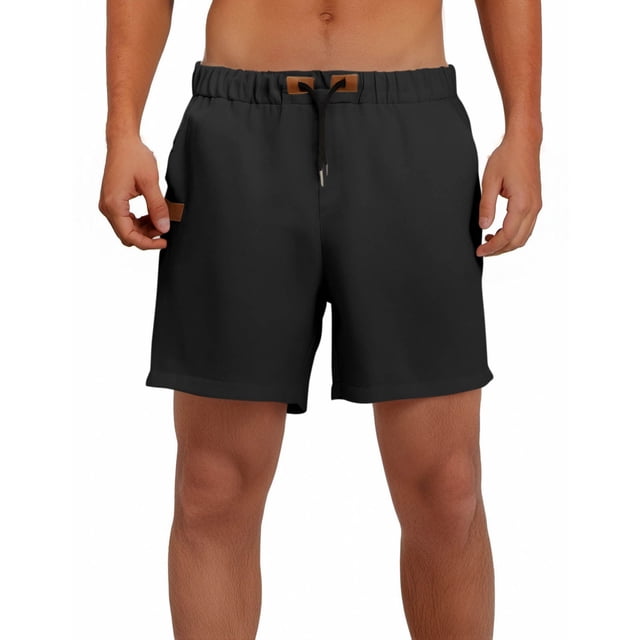 EOYWHK Mens Workout Shorts Cotton Linen Athletic Gym Shorts Elastic Waist Drawstring with Pockets