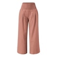 thumbnail image 4 of Timegard Beach Pants for Women Wide Leg Ruched High Waisted Smocked Flowy Summer Casual Loose Trousers, 4 of 5