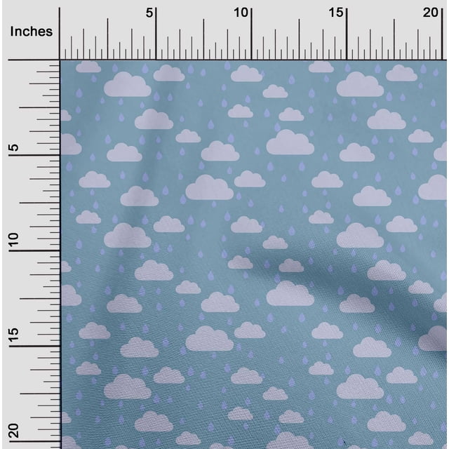 oneOone Georgette Viscose Fabric Raindrop & Clouds Nature Decor Fabric Printed BTY 42 Inch Wide