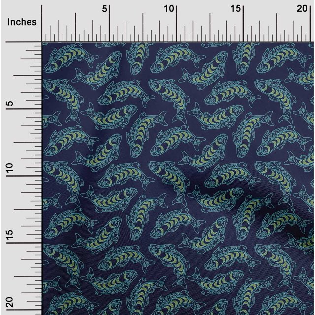 oneOone Cotton Cambric Fabric Fish Ocean Fabric Prints by Yard 56 Inch Wide