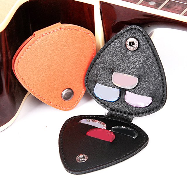 Guitar Pick Storage Bag Waterproof PU Leather Metal Buckle Picks Holder Pouch for Daily Use Fits 6 Picks