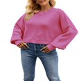 thumbnail image 1 of Chandail en Tricot pour Femmes Manches Longues Col Rond Uni Ample Chandail Chaud, 1 of 3