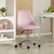 Vinsetto Velvet Mid-Back Armless Computer Office Task Chair, Pink