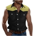 thumbnail image 3 of Sentmoon Men's Tank Shirts Summer Sleeveless Lapel Mens Undershirts Color Block with Pockets Loose Fit Oversized Compression Mens Tank Tops Workout Hawaii for Summer Beach Days Yellow XL, 3 of 6