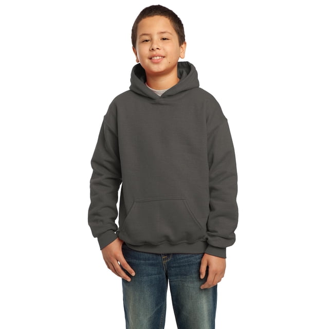 Gildan Boys Long Sleeve Front Pouch Pocket Hooded Sweatshirt. 18500B