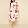 thumbnail image 1 of U.Vomade Robe pour Femme Grande Taille Été Plage Taille à Bande Robe à Manches Courtes Col Ras du Cou Oversize Robes Décontractées, 1 of 7