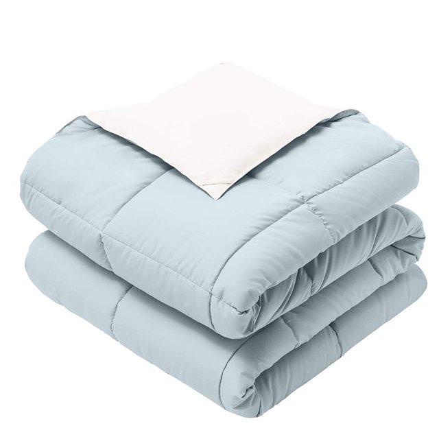 Wholesale Beddings Throw Blanket, Reversible Soft Medium Warmth (50-Inch Wide x 75-Inch Long) Down Alternative Comforter, Blue-White