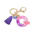 thumbnail image 1 of Hangs Pendant 2 Resin Glittering Letter Keychain with Color Stitching Flowing Design Purple Drop Glue English Character Key Chain, 1 of 5