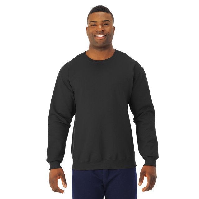 Jerzees Chandail à Col Rond NuBlend pour Adulte en Noir, Taille 4X. un Chandail pour Homme Fait d'Un Mélange de 50 % Coton et 50 % polyester, Doté d'Un Corps Sans Coutures, d'Une Densité de Points Élevée pour une Impression Fluide, et d'Un Col, de Poignets et d'Une Taille Côtelés en spandex.