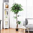thumbnail image 2 of Costway 5.5' Artificial Ficus Silk Tree Wood Trunks Green In/Outdoor Home Decor, 2 of 10