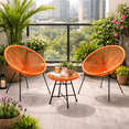 thumbnail image 2 of Velago Acapulco Modern 3pc Steel Patio Bistro Set, Orange, 2 of 6