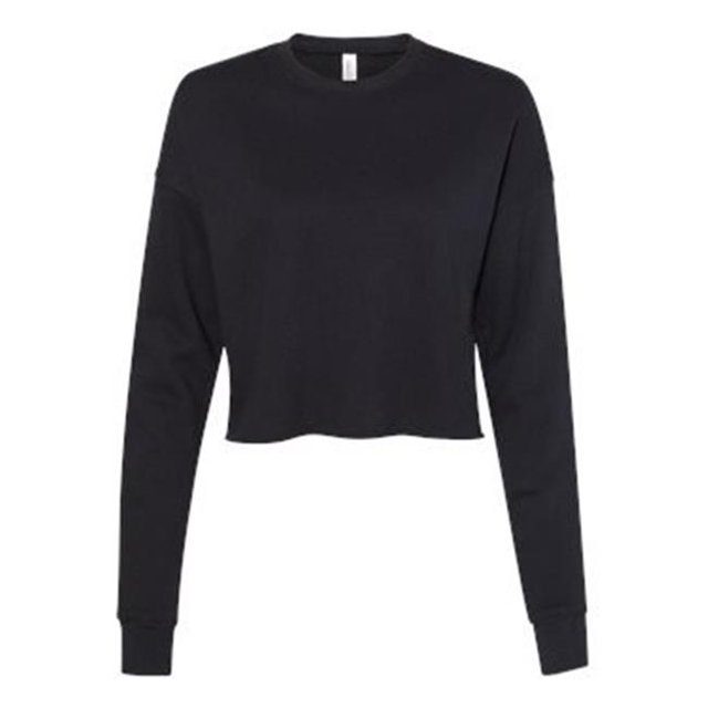 Bella Plus Canvas B53205506 Womens Cropped Crew Fleece, Black - Extra Large