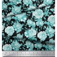 thumbnail image 2 of Soimoi Modal Satin Fabric Leaves & Rose Flower Print Fabric by Yard 42 Inch Wide, 2 of 3