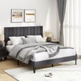 thumbnail image 2 of Costway Queen Size Bed Frame with Height Adjustable Vertical Channel Headboard, Noise Free Gray, 2 of 10
