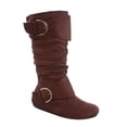 thumbnail image 1 of Bottes Mi-Mollet à Bout Rond pour Femmes Zone 70, Confort, Fermeture Éclair, Boucle, Style Plissé Décontracté, Talon Plat ( Brun, 11), 1 of 2