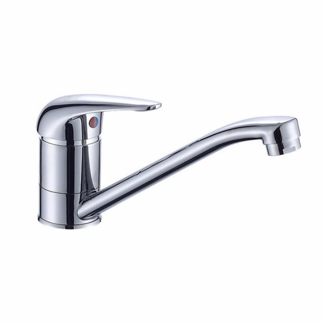 Silver Copper Basin Faucet Single Hole Mixer Tap for Bathroom and Kitchen Easy Install 100% Durable