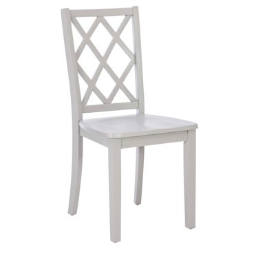 Linon Nico Chaise Latérale à Dossier en Treillis en Bois Fini Gris Pâle Net