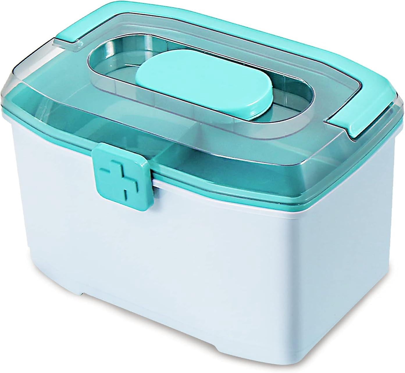 First aid kit storage kit pharmacy kit 2 layers of mini - medicine kit bright green 14 * 13 * 20.5cm