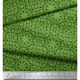 thumbnail image 2 of Soimoi Moss Georgette Fabric Stripe & Floral Block Printed Craft Fabric by the Yard 42 Inch Wide, 2 of 3