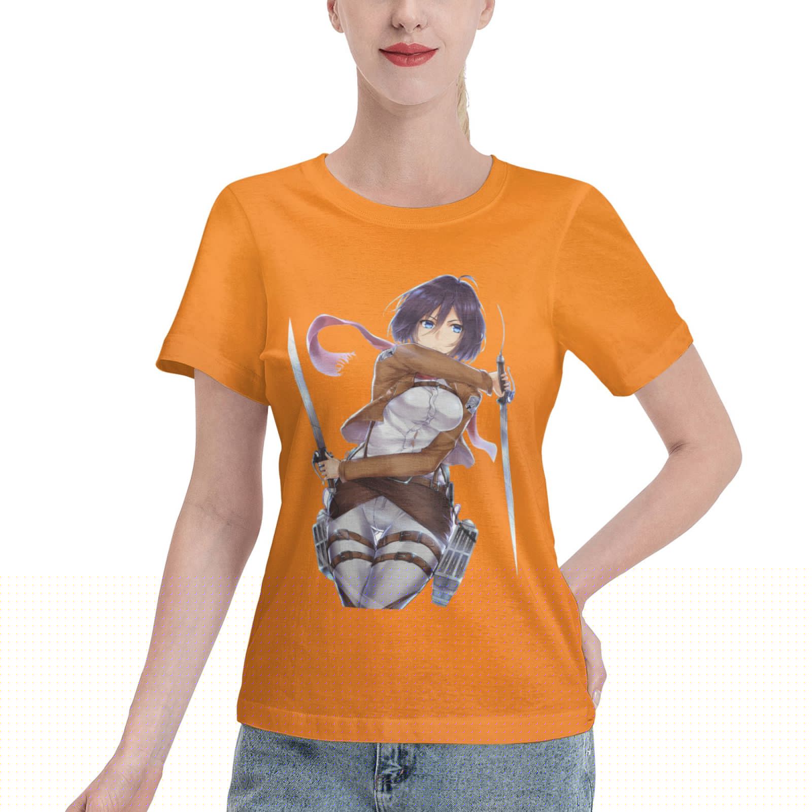 Women's Basic Short Sleeve T-Shirt Attacking Giant Mikasa Ackerman
