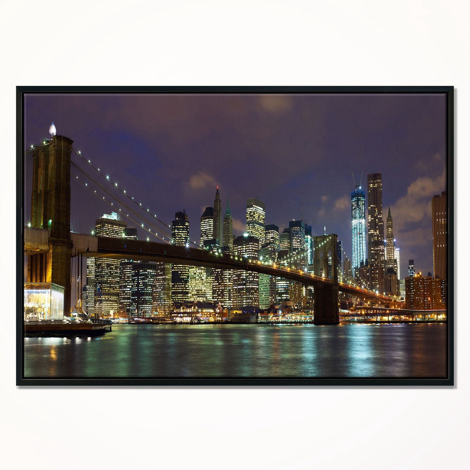 Design Art Brooklyn Bridge Vue Panoramique  Sur Toile Encadrée