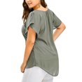thumbnail image 3 of MAWCLOS Ladies Tunic Blouse V Neck T Shirt Short Sleeve Chiffon Tops Oversized Holiday Solid Color T-shirt Gray 4XL, 3 of 5