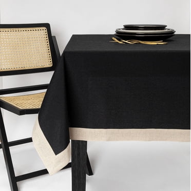Thyme & Table Rectangle Tablecloth 102", Black & Gold