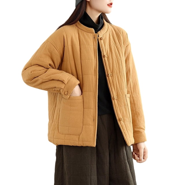 Lovzfmll Versatile Casual Jacket, Thicker Style for Fall and Winter Yellow, L