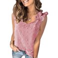 thumbnail image 1 of New Women's Swiss Dot Woven Sleeveless Top Ruffled Straps Blouse Solid Color Tunic, 1 of 1