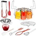thumbnail image 1 of 9Pcs Canning Supplies Starter Kit Stainless Steel Canning Tools Set with Canning Rack Jar Lifter Scraper Filter Kitchen Tongs Jar Wrench Clean Brush Funnel Steaming Rack for Home Kitchen, 1 of 9