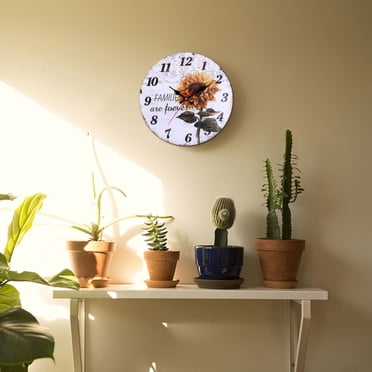 TopLLC Horloge Murale Rétro Rustique Européenne de 30 cm Tournesol Décoration pour Salon à la Maison Horloge Murale