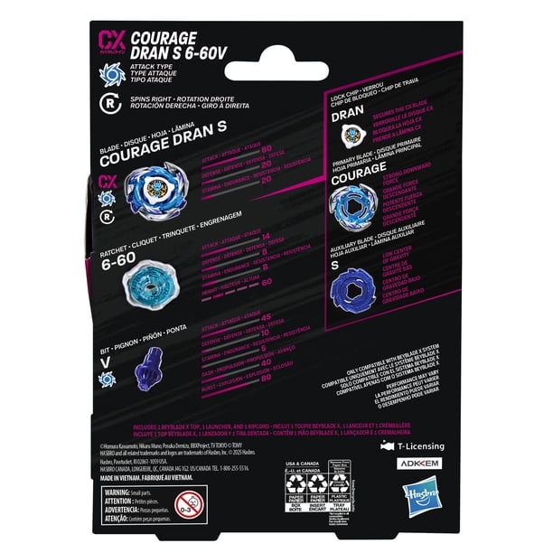 Beyblade X Courage Dran S 6-60V CX Starter Pack Top and Launcher